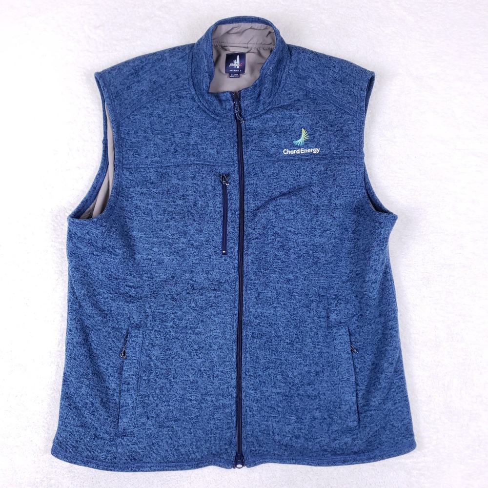 johnnie-O‎ Wes Fleece Vest Mens XL Blue Heathered Full Zip Chord Energy Golf